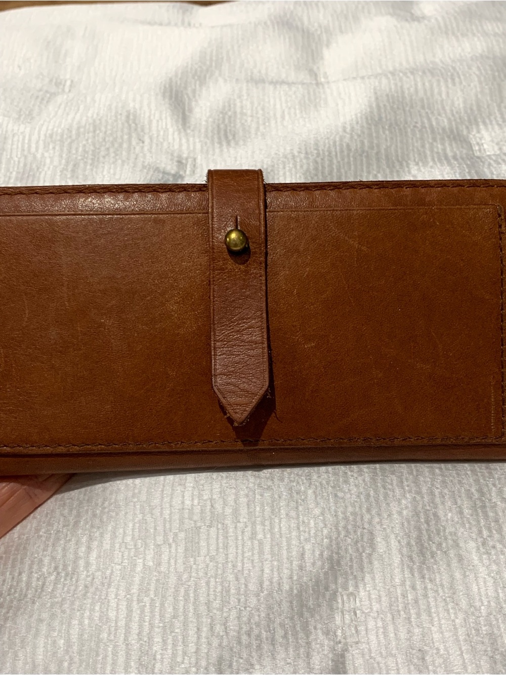 Madewell Leather Post Wallet in Cognac English Saddle